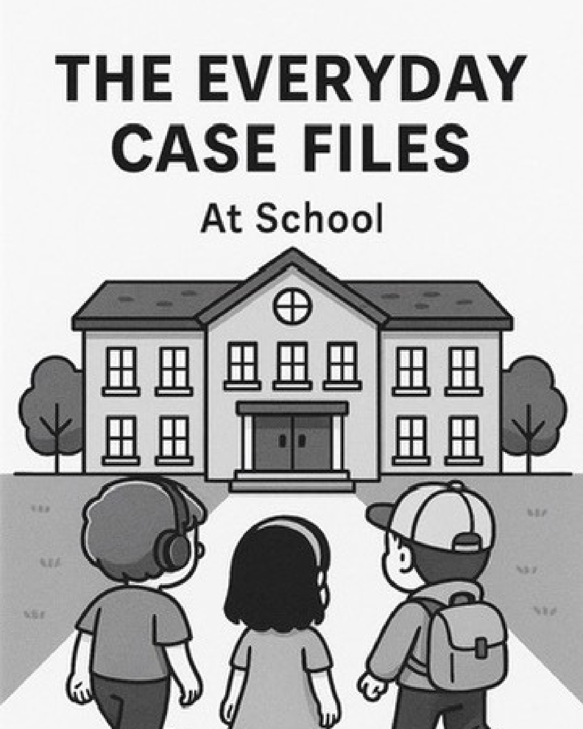 Cover illustration of a school and three kids walking inside